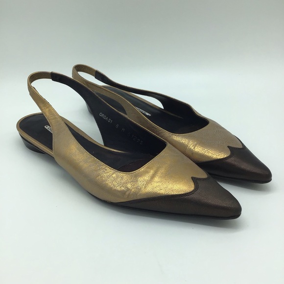 COPY - Donald Pliner Metallic Slingback Flats Size 8 M - Picture 1 of 6